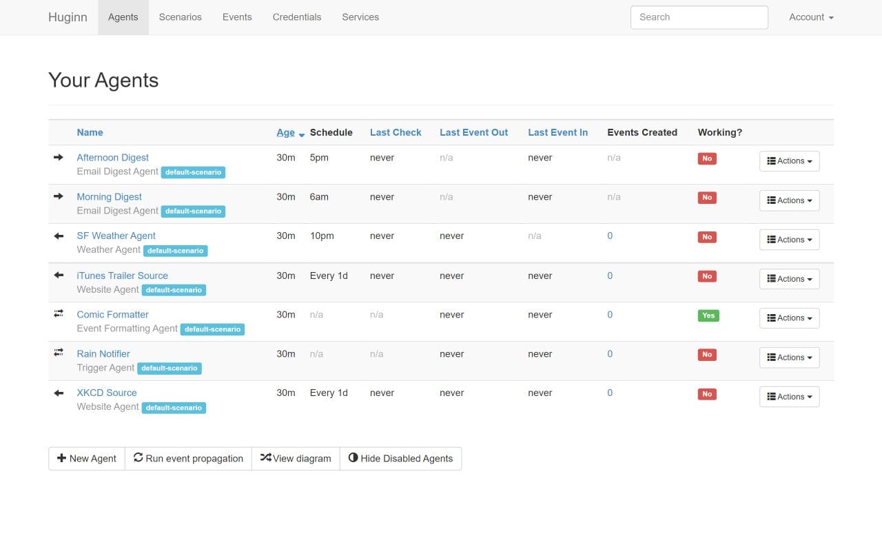 Huginn fully managed open source service | OctaByte.io screenshot