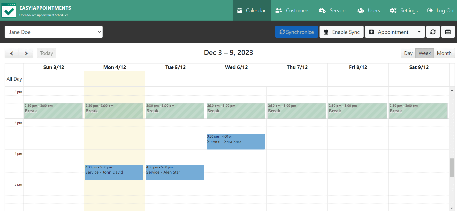 EasyAppointments screenshot