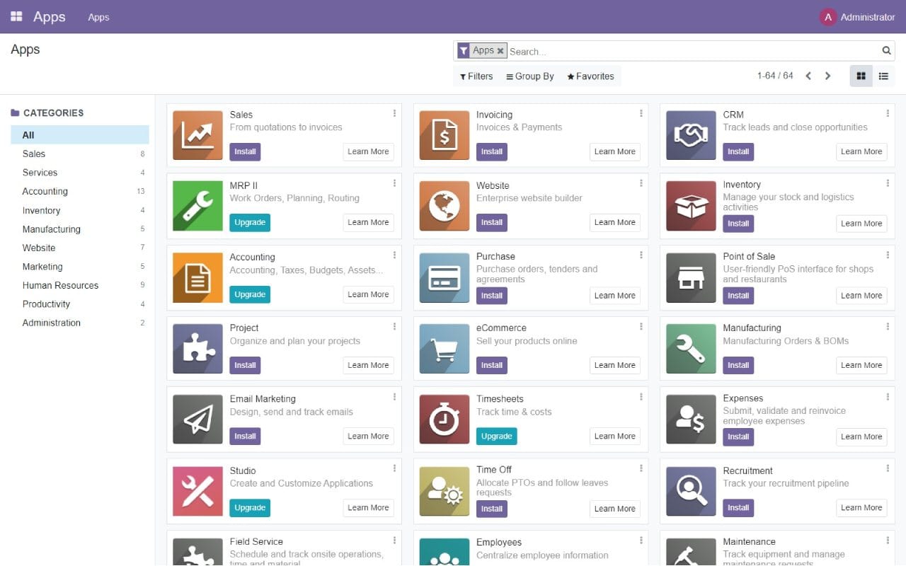 Odoo ERP & CRM screenshot