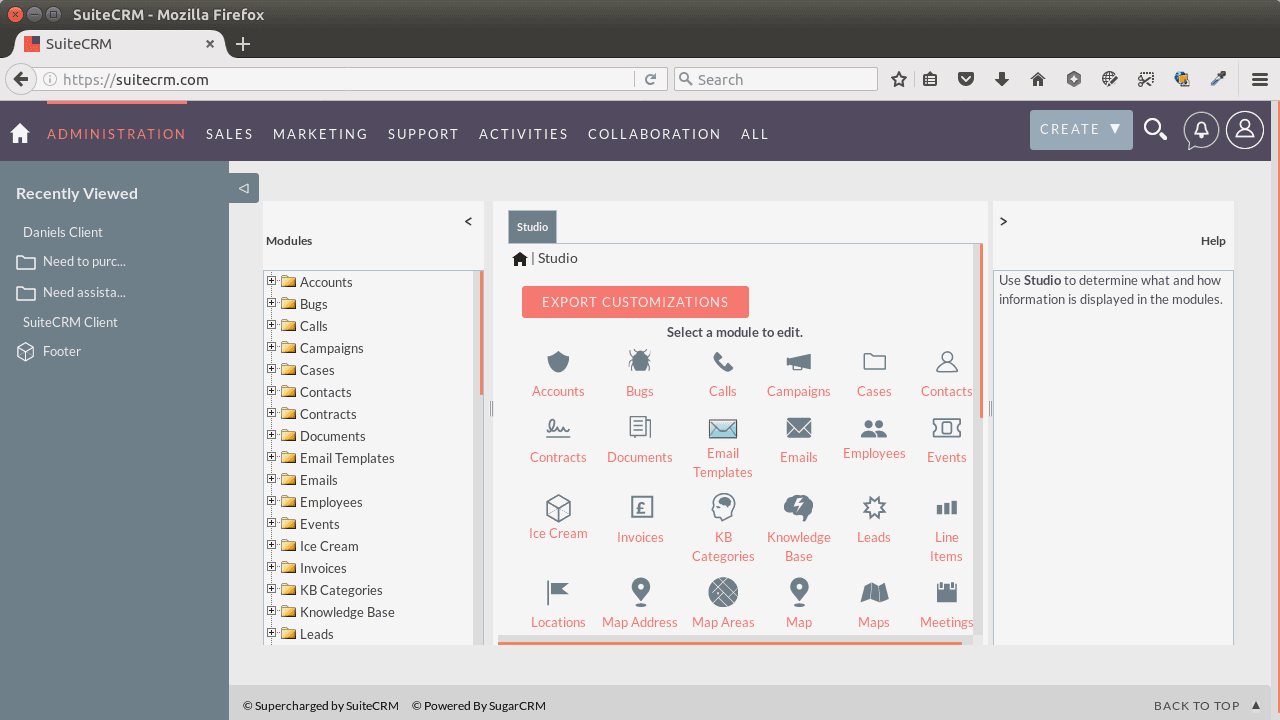 SuiteCRM screenshot