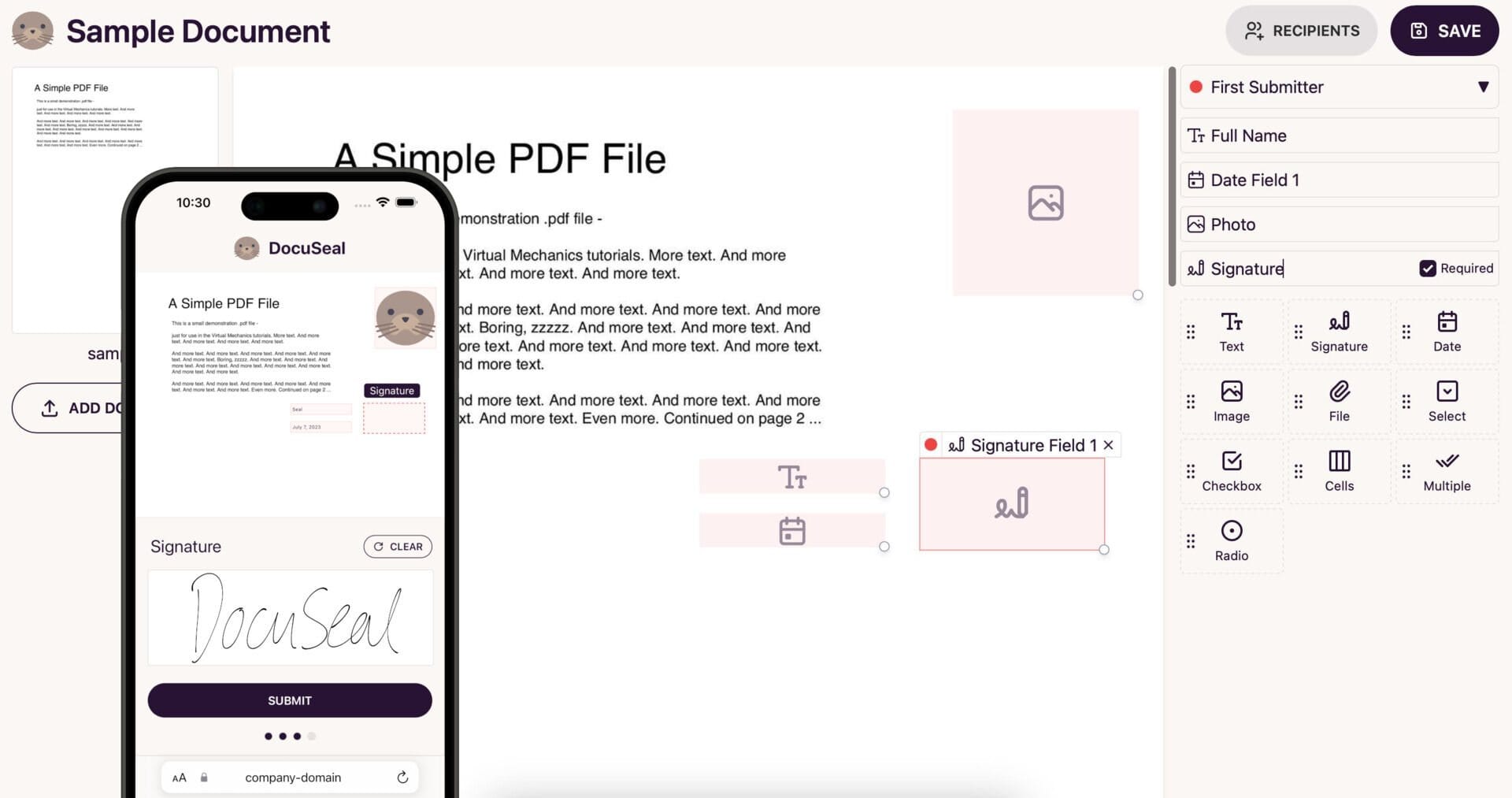 DocuSeal fully managed open source service | OctaByte.io screenshot