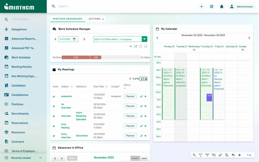 MintHCM dashboard