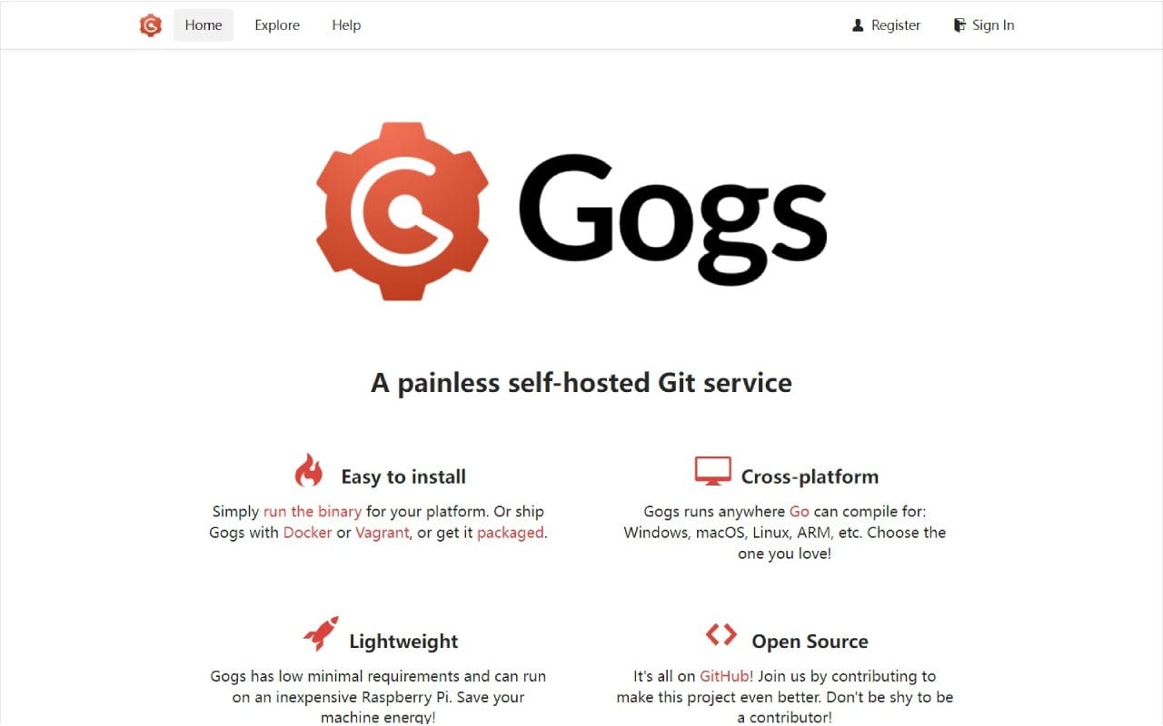 Gogs fully managed open source service | OctaByte.io screenshot