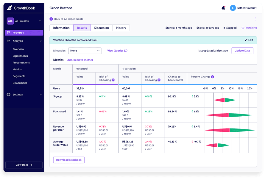 GrowthBook screenshot