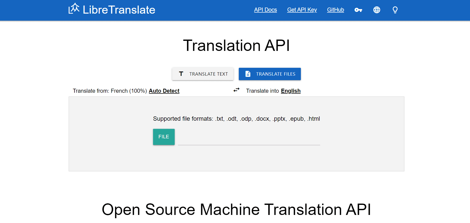 LibreTranslate fully managed open source service | OctaByte.io screenshot