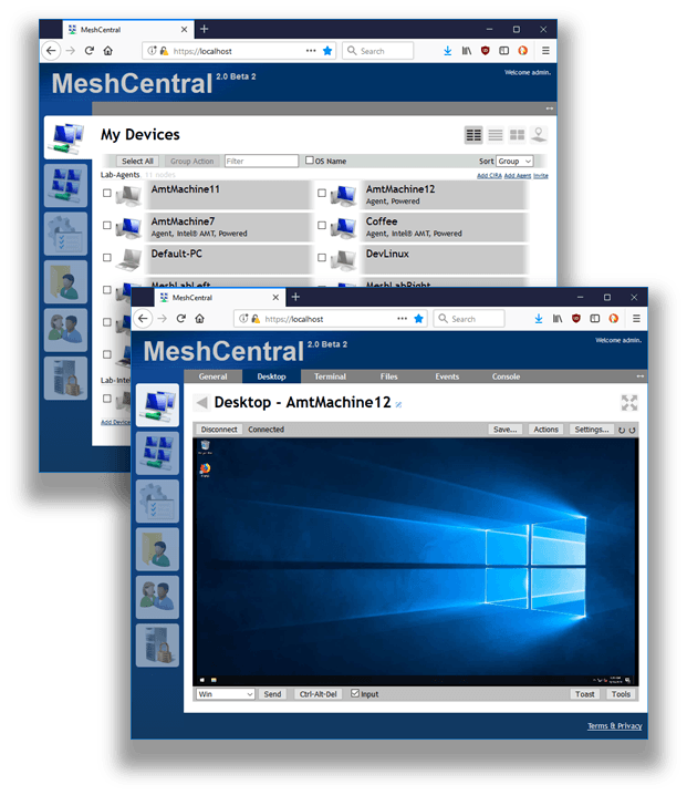 MeshCentral fully managed open source service | OctaByte.io screenshot