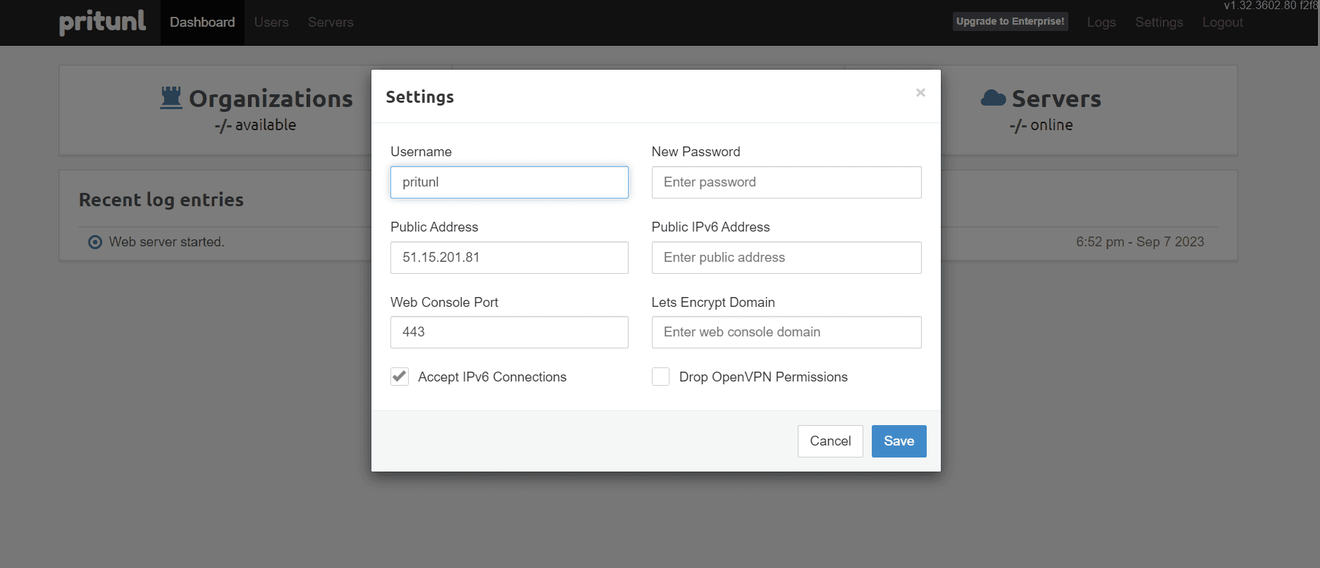 Pritunl fully managed open source service | OctaByte.io screenshot